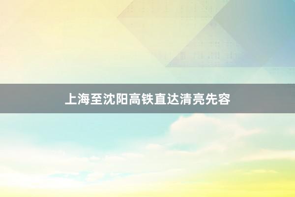 上海至沈阳高铁直达清亮先容